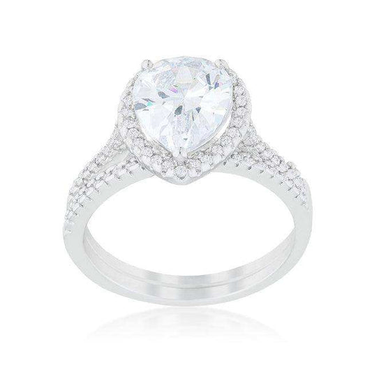 Halo Solitaire Pear Engagement Ring - JGI - Flyclothing LLC