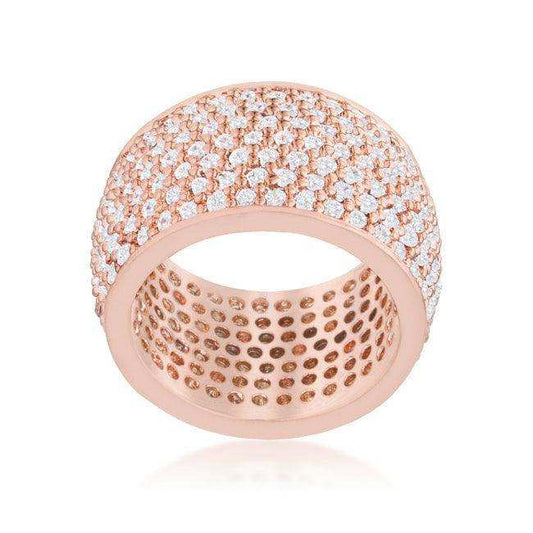Wide Pave Cubic Zirconia Rose Gold Band Ring - JGI - Flyclothing LLC