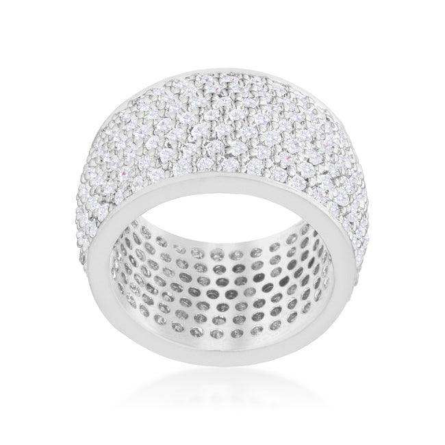 Wide Pave Cubic Zirconia Silvertone Band Ring - JGI - Flyclothing LLC
