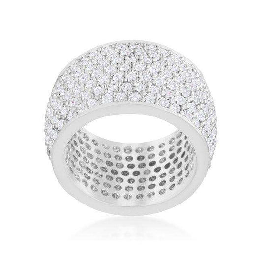 Wide Pave Cubic Zirconia Silvertone Band Ring - JGI - Flyclothing LLC