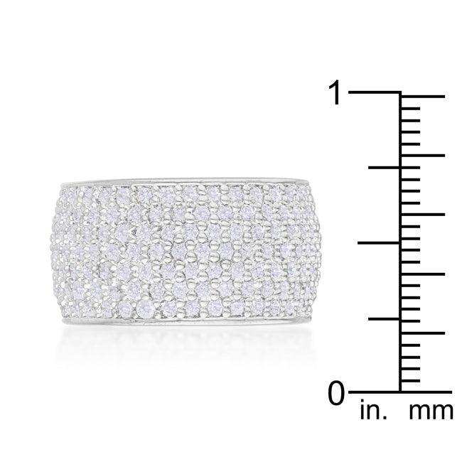 Wide Pave Cubic Zirconia Silvertone Band Ring - JGI - Flyclothing LLC