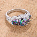 4 Ct Three Stone Rhodium Ring with Mystic and Clear CZ - JGI - Flyclothing LLC