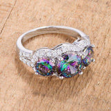 4 Ct Three Stone Rhodium Ring with Mystic and Clear CZ - JGI - Flyclothing LLC