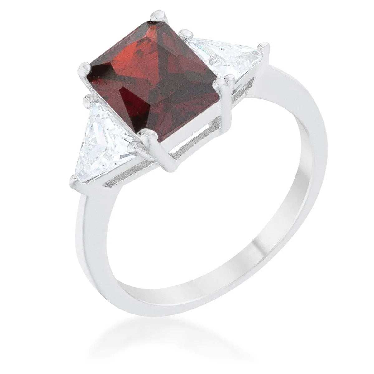 Classic Garnet Rhodium Engagement Ring - JGI - Flyclothing LLC