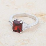 Classic Garnet Rhodium Engagement Ring - JGI - Flyclothing LLC