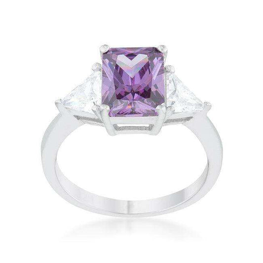 Classic Amethyst Rhodium Engagement Ring - JGI - Flyclothing LLC