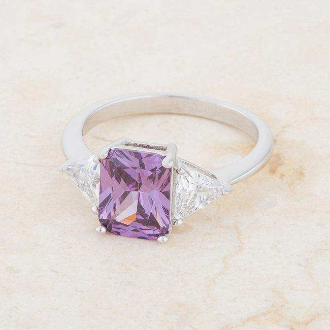 Classic Amethyst Rhodium Engagement Ring - JGI - Flyclothing LLC