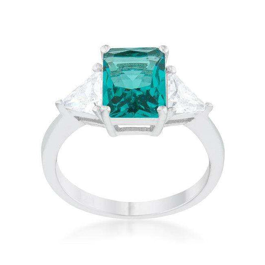Classic Aqua Rhodium Engagement Ring - JGI - Flyclothing LLC