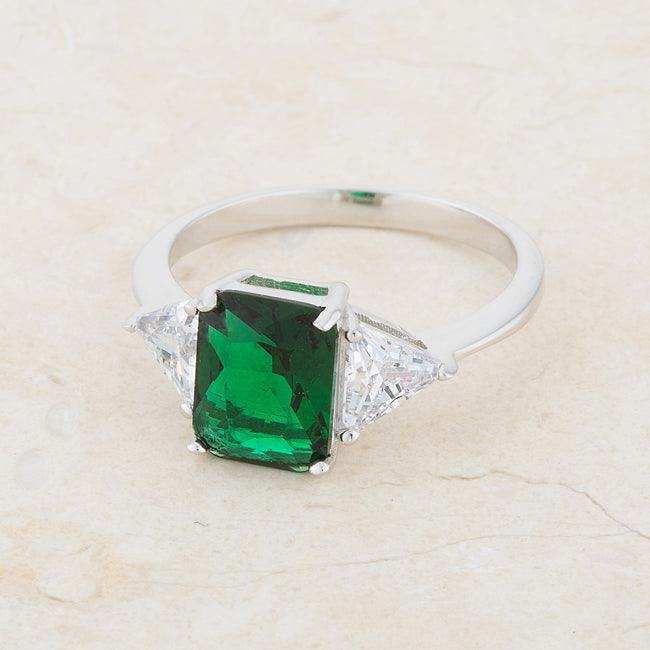 Classic Emerald Rhodium Engagement Ring - JGI - Flyclothing LLC