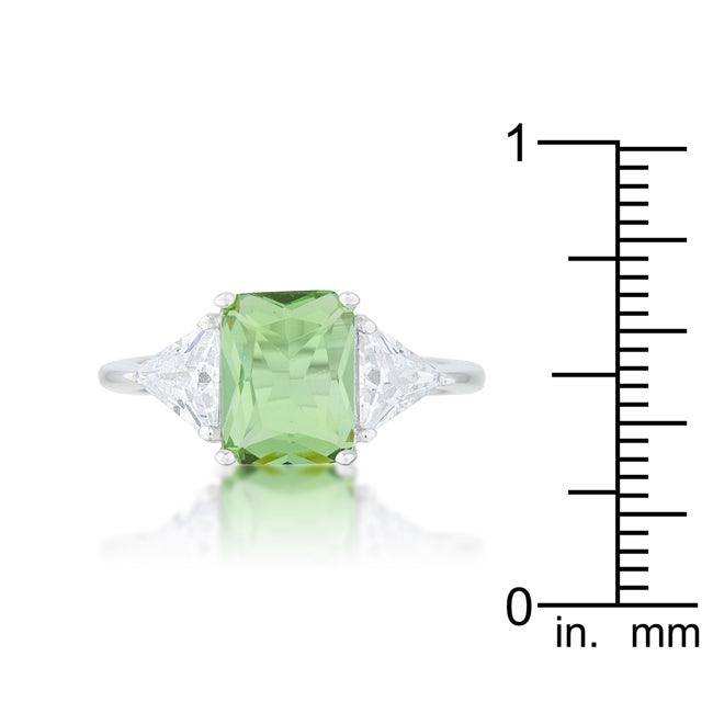 Classic Apple Green Rhodium Engagement Ring - JGI - Flyclothing LLC