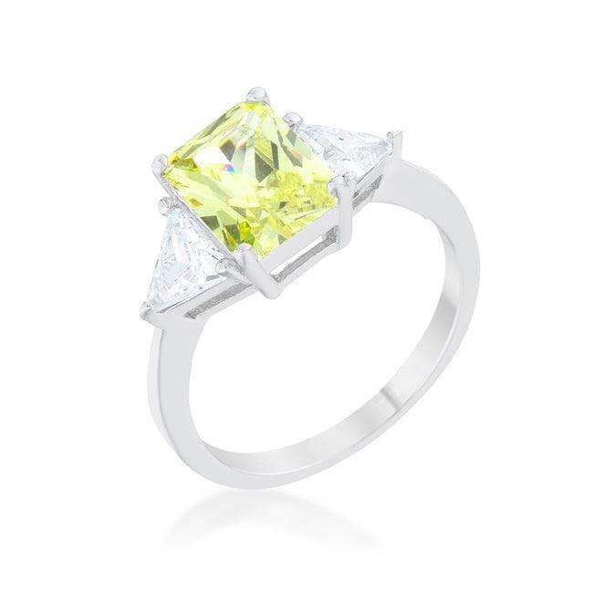 Classic Peridot Rhodium Engagement Ring - JGI - Flyclothing LLC