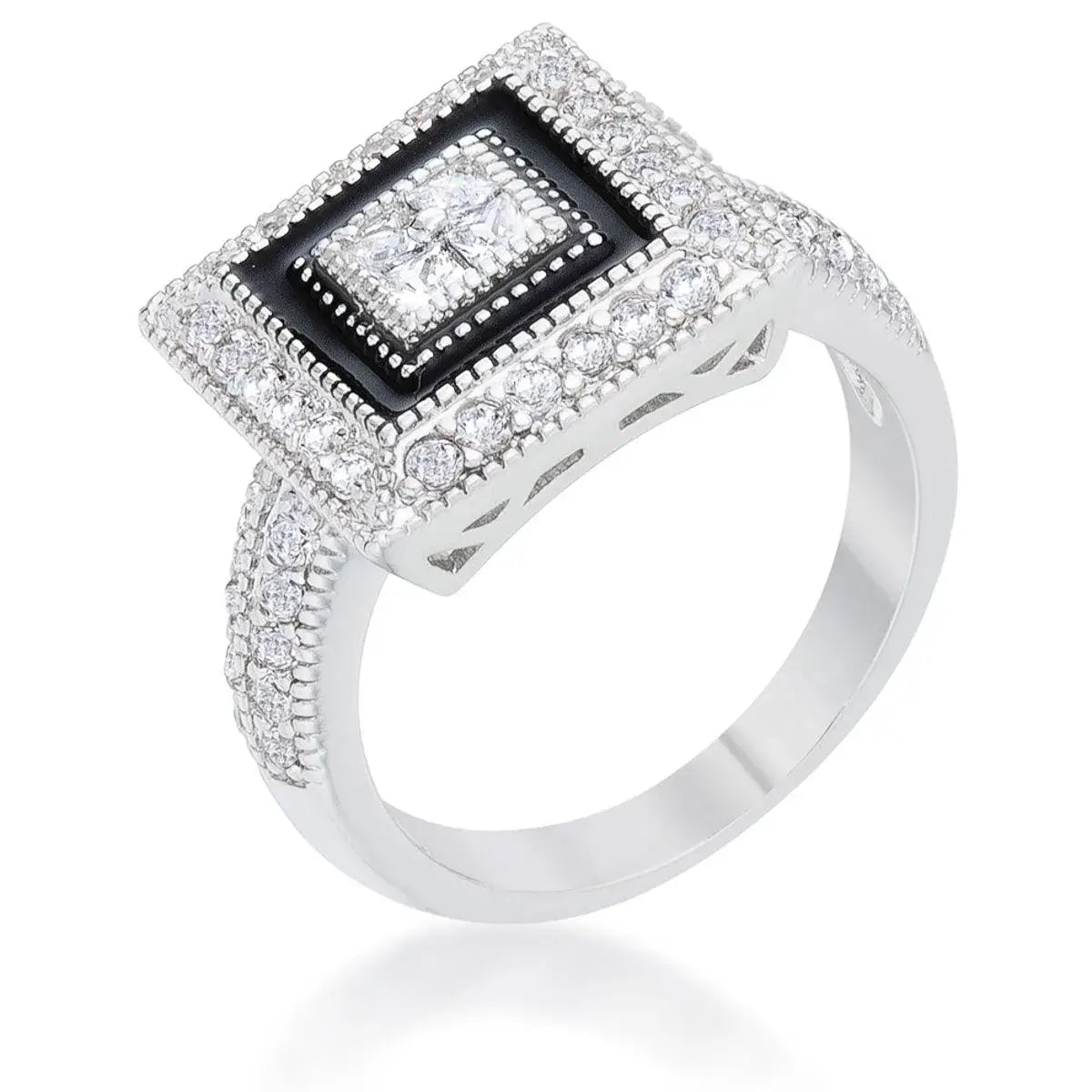 Shira 0.7ct CZ Rhodium Antique Ring - JGI - Flyclothing LLC