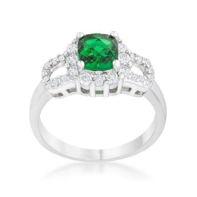 Liz 1.1ct Emerald CZ Rhodium Classic Ring - JGI - Flyclothing LLC