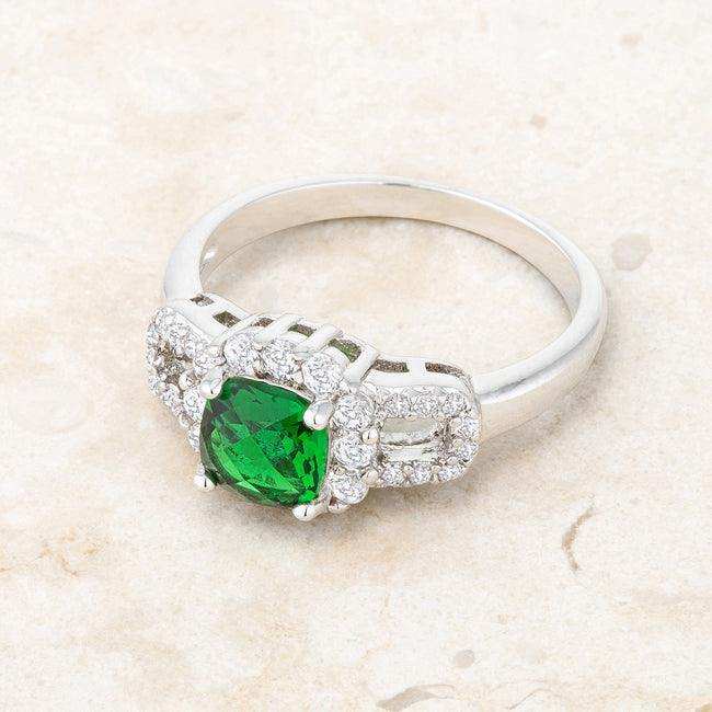 Liz 1.1ct Emerald CZ Rhodium Classic Ring - JGI - Flyclothing LLC