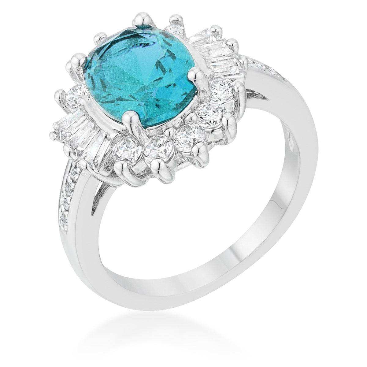 Chrisalee 3ct Aqua CZ Rhodium Classic Ring - JGI - Flyclothing LLC