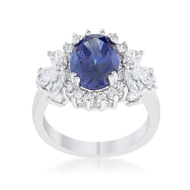 Krizia 4.2ct Tanzanite CZ Rhodium Classic Ring - JGI