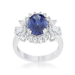 Krizia 4.2ct Tanzanite CZ Rhodium Classic Ring - JGI