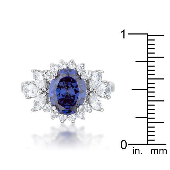 Krizia 4.2ct Tanzanite CZ Rhodium Classic Ring - JGI