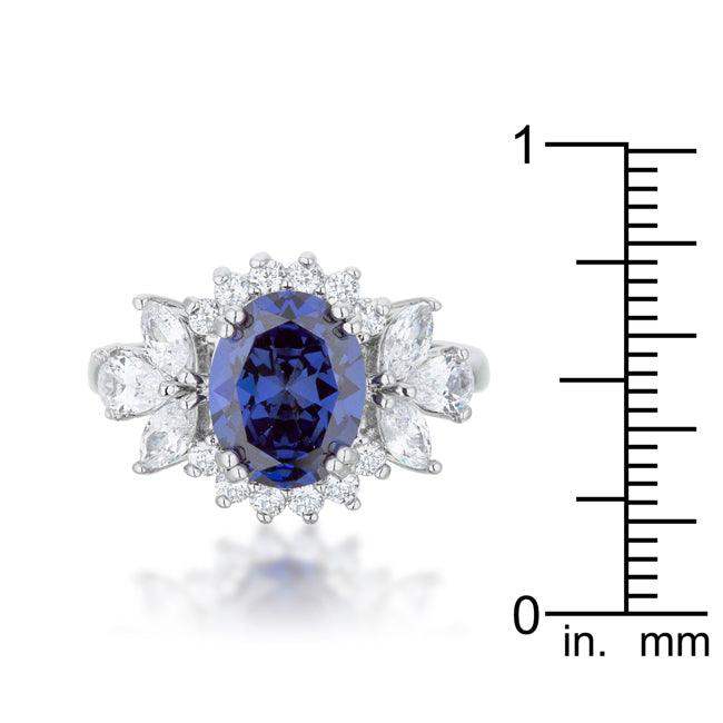 Krizia 4.2ct Tanzanite CZ Rhodium Classic Ring - JGI - Flyclothing LLC