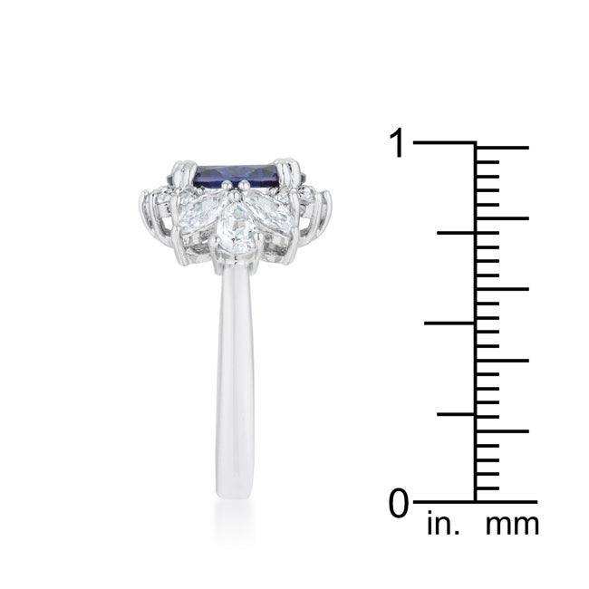 Krizia 4.2ct Tanzanite CZ Rhodium Classic Ring - JGI - Flyclothing LLC