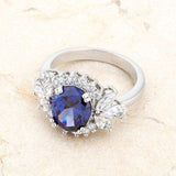 Krizia 4.2ct Tanzanite CZ Rhodium Classic Ring - JGI - Flyclothing LLC