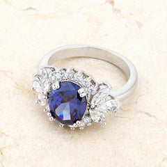 Krizia 4.2ct Tanzanite CZ Rhodium Classic Ring - JGI