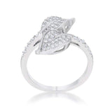 Liana 0.1ct CZ Rhodium Leaf Wrap Ring - JGI - Flyclothing LLC