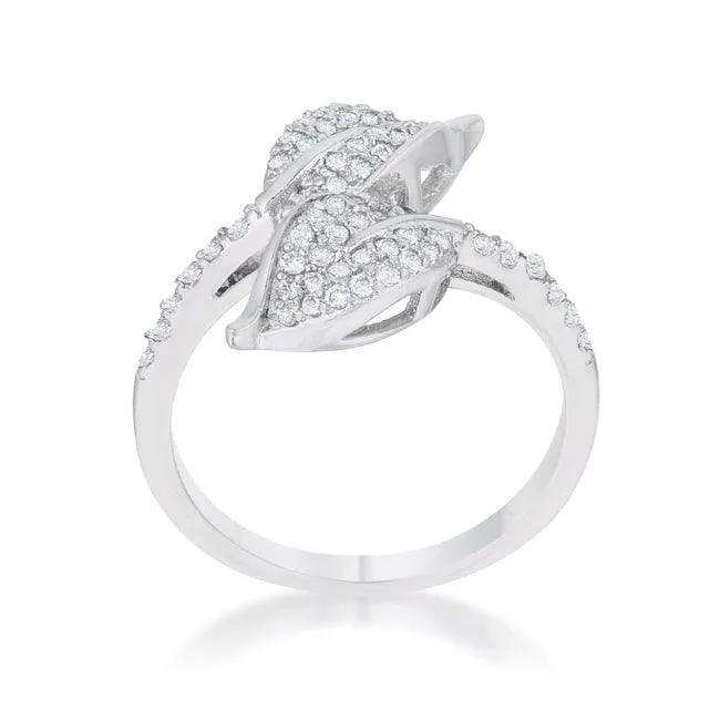 Liana 0.1ct CZ Rhodium Leaf Wrap Ring - JGI - Flyclothing LLC