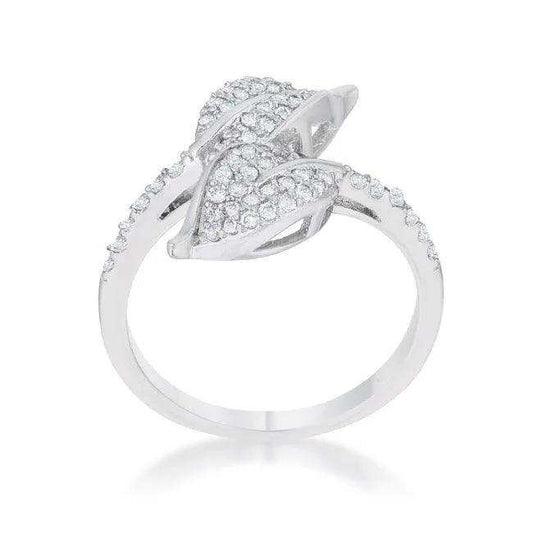 Liana 0.1ct CZ Rhodium Leaf Wrap Ring - JGI - Flyclothing LLC
