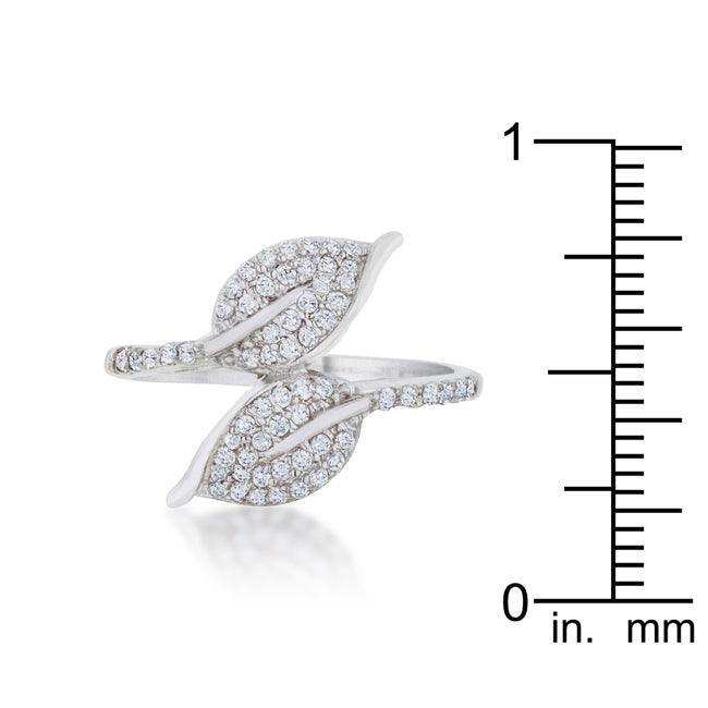 Liana 0.1ct CZ Rhodium Leaf Wrap Ring - JGI - Flyclothing LLC