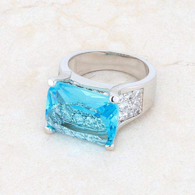 Mina 15.4ct Aqua CZ Rhodium Cocktail Ring - JGI - Flyclothing LLC