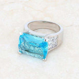 Mina 15.4ct Aqua CZ Rhodium Cocktail Ring - JGI - Flyclothing LLC