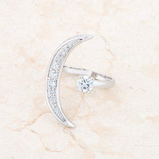 Luna .75ct CZ White Gold Rhodium Delicate Ring - JGI - Flyclothing LLC