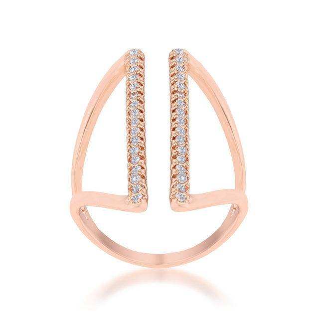 Jena 0.2ct CZ Rose Gold Delicate Parallel Ring - JGI - Flyclothing LLC