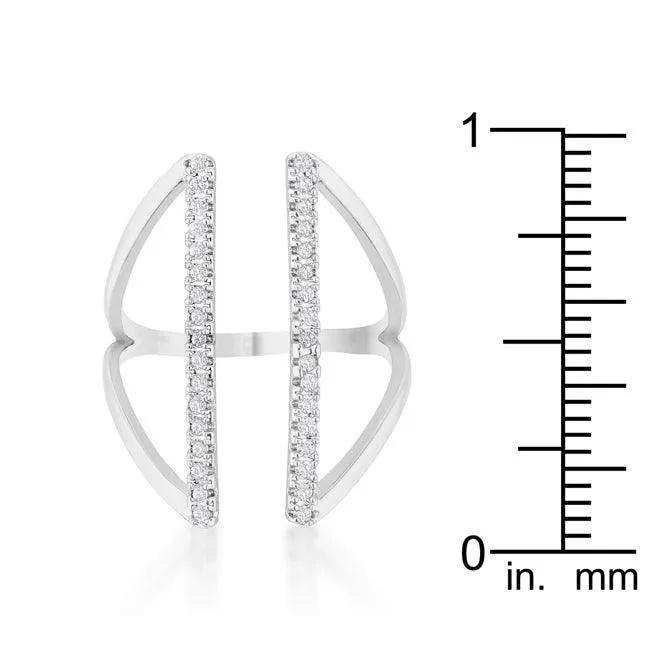 Jena 0.2ct CZ Rhodium Delicate Parallel Ring - JGI - Flyclothing LLC