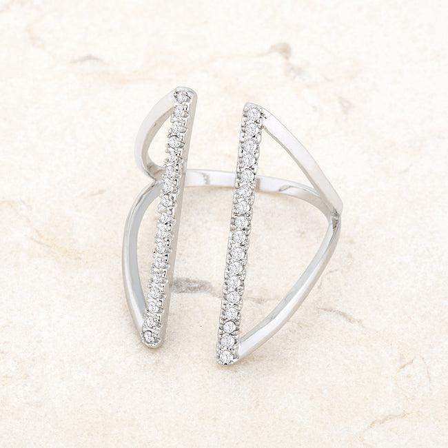 Jena 0.2ct CZ Rhodium Delicate Parallel Ring - JGI - Flyclothing LLC