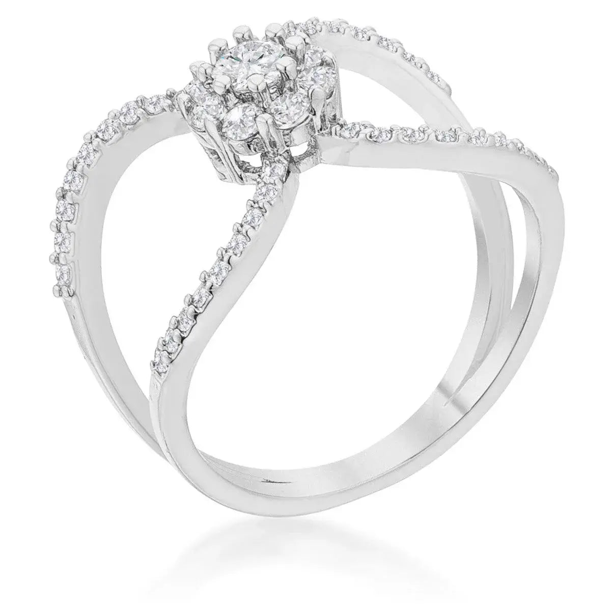 Joyce 0.4ct CZ Rhodium Delicate Floral Wrap Ring - JGI - Flyclothing LLC