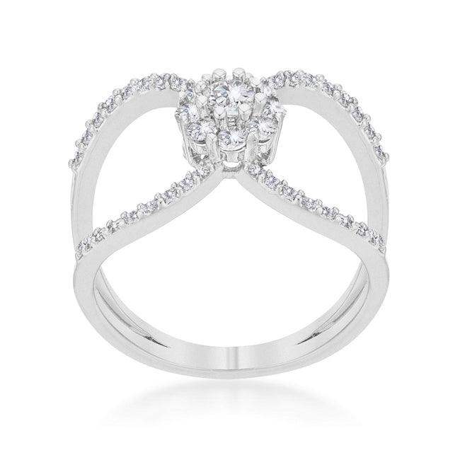 Joyce 0.4ct CZ Rhodium Delicate Floral Wrap Ring - JGI - Flyclothing LLC