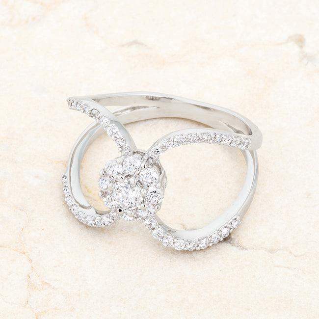 Joyce 0.4ct CZ Rhodium Delicate Floral Wrap Ring - JGI - Flyclothing LLC
