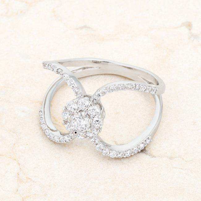 Joyce 0.4ct CZ Rhodium Delicate Floral Wrap Ring - JGI - Flyclothing LLC