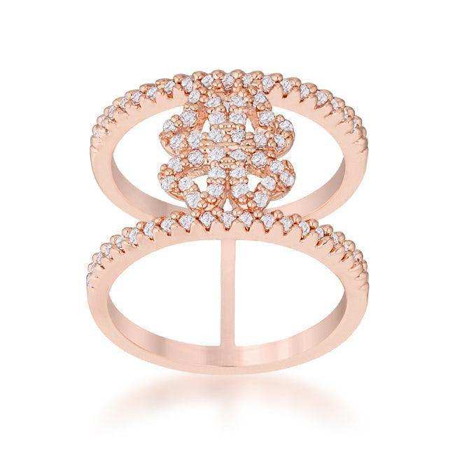 Lauren 0.4ct CZ Rose Gold Delicate Clover Wrap Ring - JGI - Flyclothing LLC