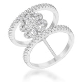 Lauren 0.4ct CZ Rhodium Delicate Clover Wrap Ring - JGI