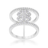 Lauren 0.4ct CZ Rhodium Delicate Clover Wrap Ring - JGI