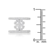 Lauren 0.4ct CZ Rhodium Delicate Clover Wrap Ring - JGI