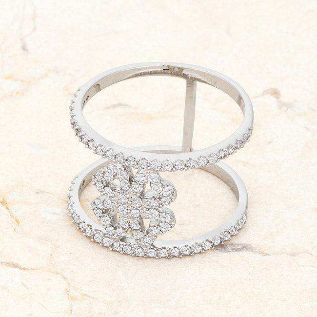 Lauren 0.4ct CZ Rhodium Delicate Clover Wrap Ring - JGI - Flyclothing LLC