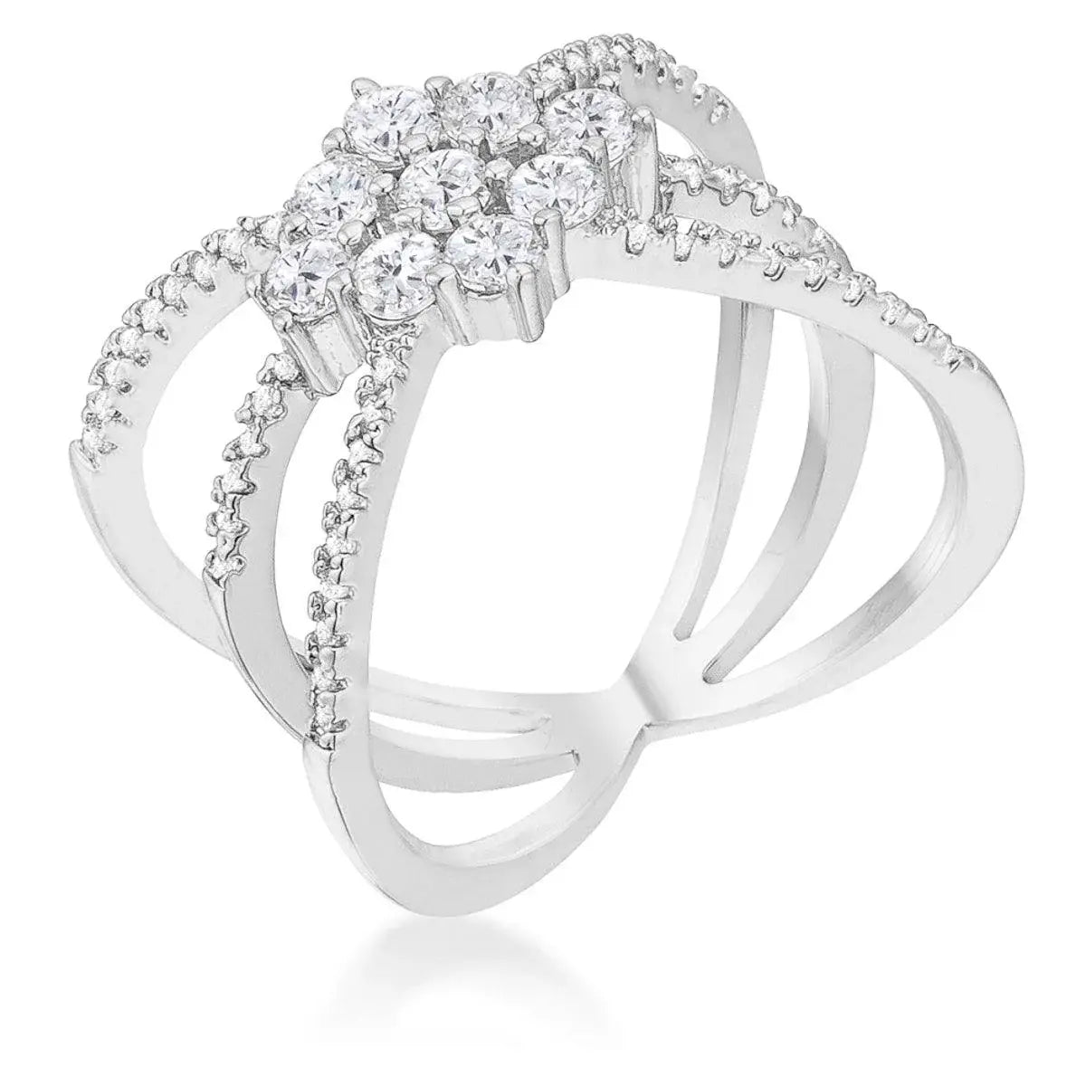 Rhodium Plated Mindy 0.8ct CZ Delicate Triple Wrap Ring - JGI - Flyclothing LLC