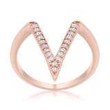 Michelle 0.2ct CZ Rose Gold Delicate V-Shape Ring - JGI - Flyclothing LLC