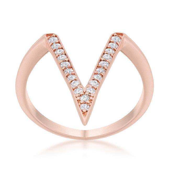 Michelle 0.2ct CZ Rose Gold Delicate V-Shape Ring - JGI - Flyclothing LLC