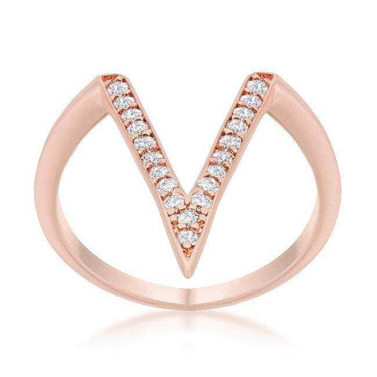Michelle 0.2ct CZ Rose Gold Delicate V-Shape Ring - JGI - Flyclothing LLC