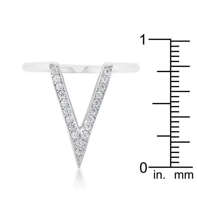 Michelle 0.2ct CZ Rhodium Delicate V-Shape Ring - JGI - Flyclothing LLC